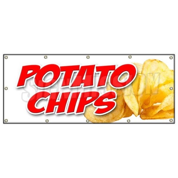 POTATO CHIPS BANNER SIGN kettle bar b que fresh made warm hot crisps